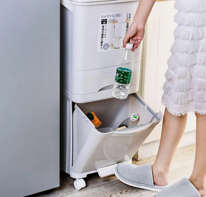 Kitchen Rubbish Waste Recycling Bin Dual Multi Compartment