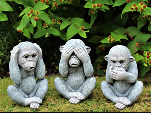 Garden Ornaments 3 Wise Monkeys for Outdoor or Indoor