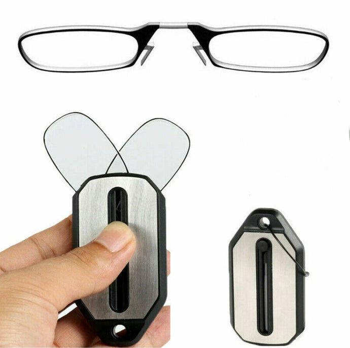 Nose Clip On Foldable Reading Glasses Key Ring/Wallet