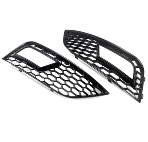 2 x Fog Light Cover Grills Grilles  Honeycomb For 12-15 Audi A4 B8.5 Black or Black and Chrome