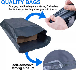 100 Large Mailing Bags - 12" x 16" 305mm x 405mm Grey Self Seal Postage Bags