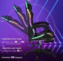 Load image into Gallery viewer, Reclining Gaming Chair with Footrest &amp; Bluetooth Speakers &amp; RGB LED Light