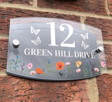 Load image into Gallery viewer, Personalised Floral Anthracite House Sign Plaque