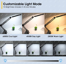 Load image into Gallery viewer, LED Desk Lamp Eye-Caring Adjustable Swing Arm Light with Clamp