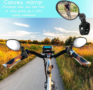 2 x Bike Rear View Mirrors Road Bicycle Handlebar Rearview 360° Flexible Mirror