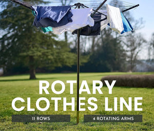 45 Metre Rotary Clothes Washing Line 4 Arm Dryer Spike & Cove