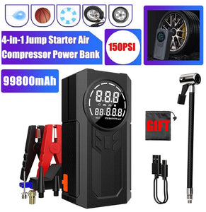 99800mAh Portable Car Battery Jump Starter Pack + Tyre Inflator