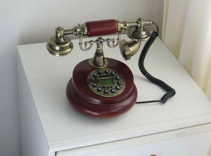 Classical Landline Telephone Wooden Vintage Working Corded Phone Retro NEW