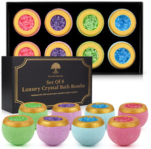 8 x Luxury Bath Bombs Giftbox 100% Natural Organic Vegan