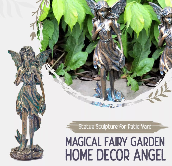 Bronze Effect Angel Statue Garden Ornament