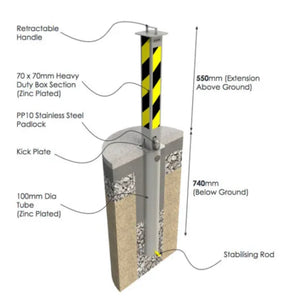 AUTOLOK Heavy Duty Telescopic Security Parking Post/Bollard