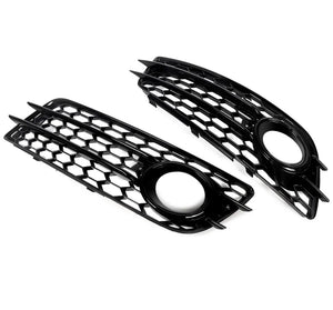 Black Honeycomb Front Fog Light Grille Covers For AUDI A4 B8 S-Line S4 2008-2012