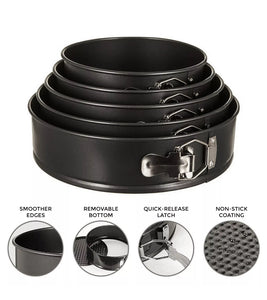 Set of 5 Round Cake Tins Baking Set Non-Stick