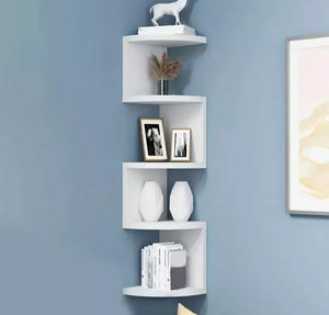 5 Tier Floating Wall Corner Shelves Black or White