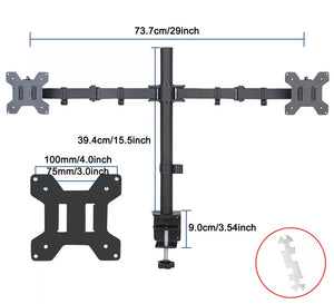 Fully Adjustable Dual  Arm Double Monitor Mount Desk Stand 13-32”