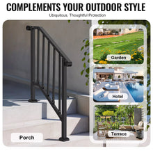 Load image into Gallery viewer, 2-3 Step Handrails for Outdoor Black Stainless Steel