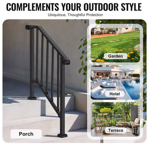 2-3 Step Handrails for Outdoor Black Stainless Steel