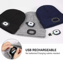 Load image into Gallery viewer, Beanie Hat with Rechargeable LED Light