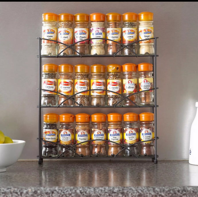 Black 3 Tier Free Standing Spice Rack Storage