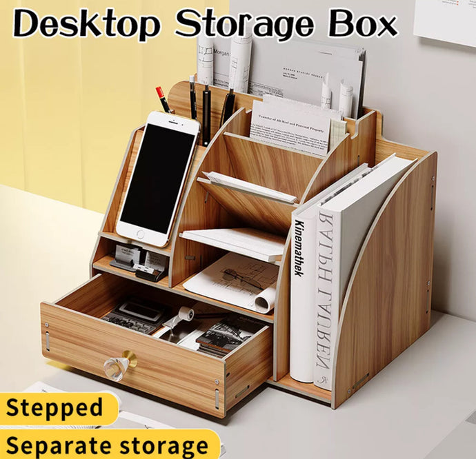 Wooden Desktop Organiser Desk Tidy