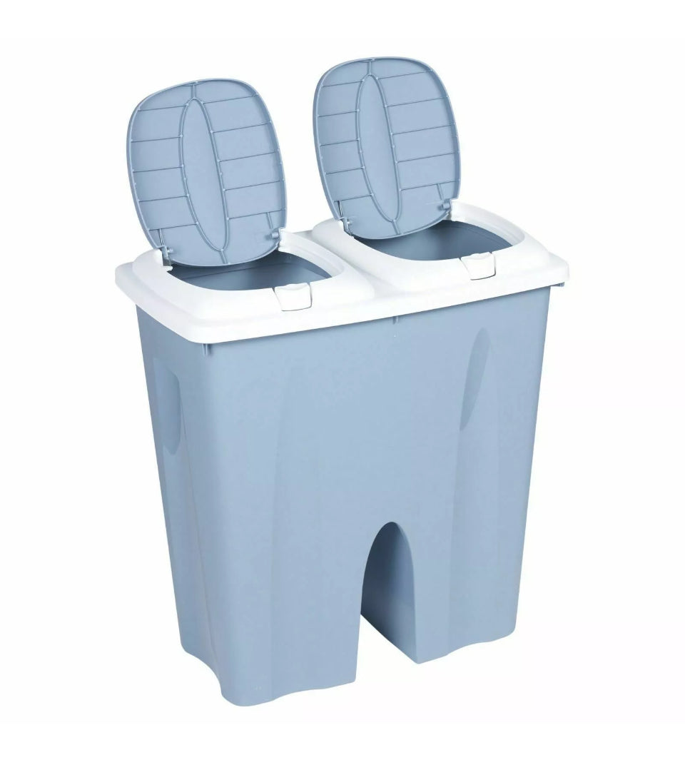 Kitchen 50L Litre Duo Recycle Bin Recycling with Double Compartment