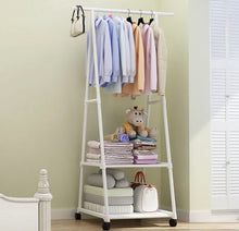 Load image into Gallery viewer, 2 Tier Clothes Rail Rack Garment Hanging With Wheels