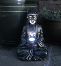 Load image into Gallery viewer, Garden Ornament Solar Buddha Brass Effect Outdoor or Indoor Statue