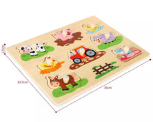 Load image into Gallery viewer, Wooden Farm Animals Peg Puzzles Board Jigsaw Educational Toy