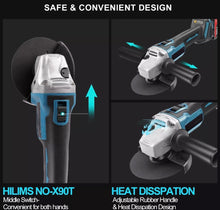 Load image into Gallery viewer, 21V 125mm Brushless Cordless Angle Grinder Cutter 2 Batteries &amp; 3 Discs