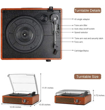 Load image into Gallery viewer, Vinyl Record Player Retro Style Turntable with Built-in Speakers Bluetooth Aux