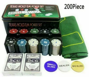 NEW Poker Set - 200 Piece Texas Hold Em Chips Cards Decks Casino Case