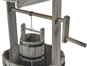Wooden Grey Wishing Well Garden Planter Outdoor Patio Ornament Flower Pot 84cm High