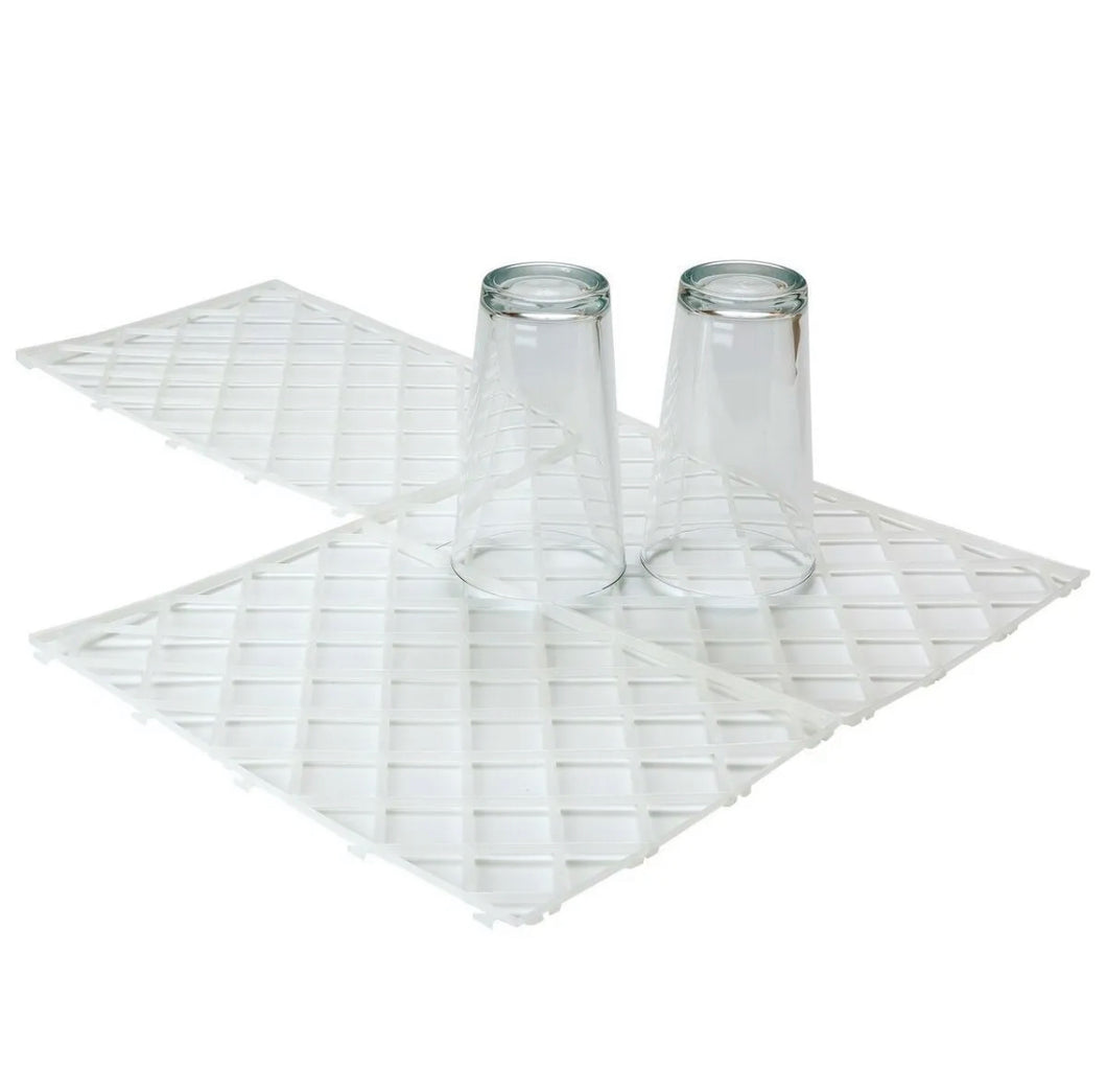 10 x Glass Mats Bar Shelf Liner Interlocking White Plastic Mats 8