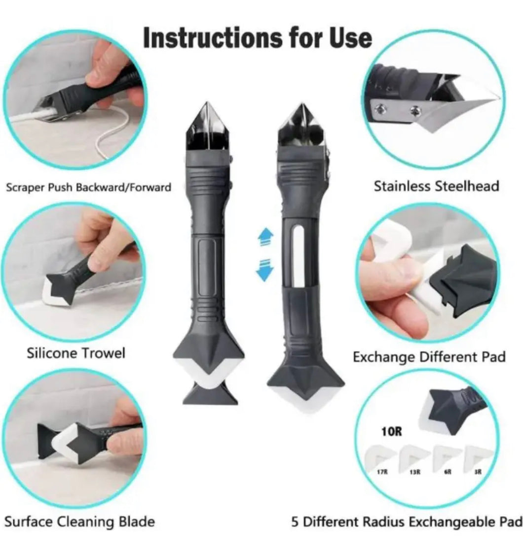 5 in 1 Silicone Sealant Remover Tool Kit Set Scraper Caulking Mould Removal DIY