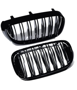 FOR BMW 7 SERIES 15-19 G11 G12 KIDNEY TWIN GRILL GRILLE GLOSS BLACK DUAL LINE