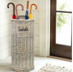 Rattan Umbrella Rack Stand Wicker Basket Holder