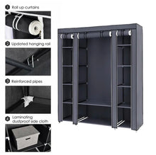 Load image into Gallery viewer, Large Canvas Fabric Wardrobe With Hanging Rail Shelving Clothes Storage