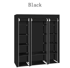 Large Canvas Fabric Wardrobe With Clothes Hanging Rail Shelving Storage
