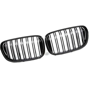 FOR BMW 7 SERIES 15-19 G11 G12 KIDNEY TWIN GRILL GRILLE GLOSS BLACK DUAL LINE