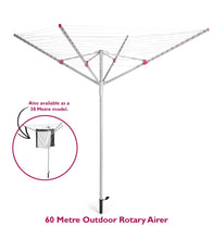 Load image into Gallery viewer, 60 Metre Rotary Clothes Washing Line  Airer Outdoor Drying