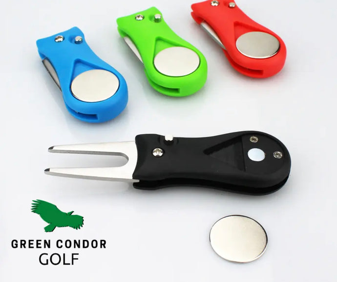 Golf Divot Repair Tool with Ball Marker Pitch mark Switchblade Golf Accessory