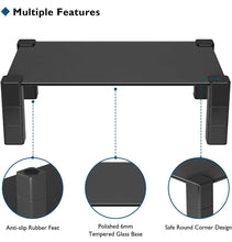 Load image into Gallery viewer, Glass Monitor Stand Riser height adjustable Computer TV Table Laptop Desktop