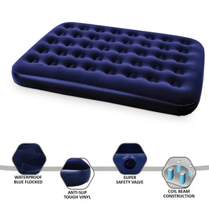 Inflatable Double Air Bed Premium Quality Flocked Blow Up Mattress