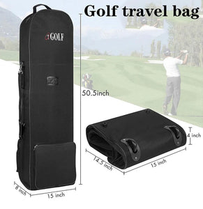 Padded Golf Bag Travel Case Cover, Foldable With Wheels