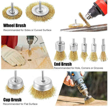 Load image into Gallery viewer, 9Pcs Brass Coated Wire Cleaning Wheel Cup Brush Drill Attachment Bit Kit Tool