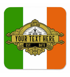 Personalised Ireland Flag Home Bar Runner, Bottle Opener & Coasters Set