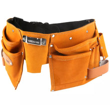 Load image into Gallery viewer, 11 POCKET SUEDE LEATHER TOOL BELT Adjustable Strong Carpenter Builder Bag Pouch