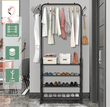 Load image into Gallery viewer, Compact 4 Tier Shoe &amp; Hat Stand Clothes Rail Rack, Shelves With Wheels