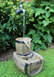 Indoor or Outdoor Water Feature Fountain LED Lights Tap Barrel Garden Ornament