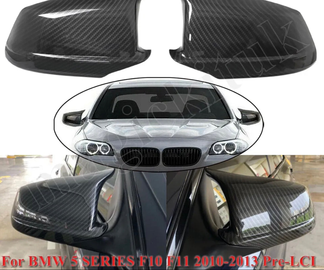 Gloss Black Wing Side Mirror Cover Cap for BMW E60 E61 F10 F11 5 Series  Pre-LCI 10 -13